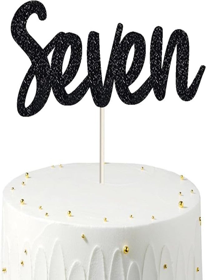 TrifleArte Seventh Birthday Cake Topper | Black Glitter | 7th Anniversary Party Decoration | Double-Sided | Durable & Elegant Smash Cake Décor for Boys & Girls - Image 3