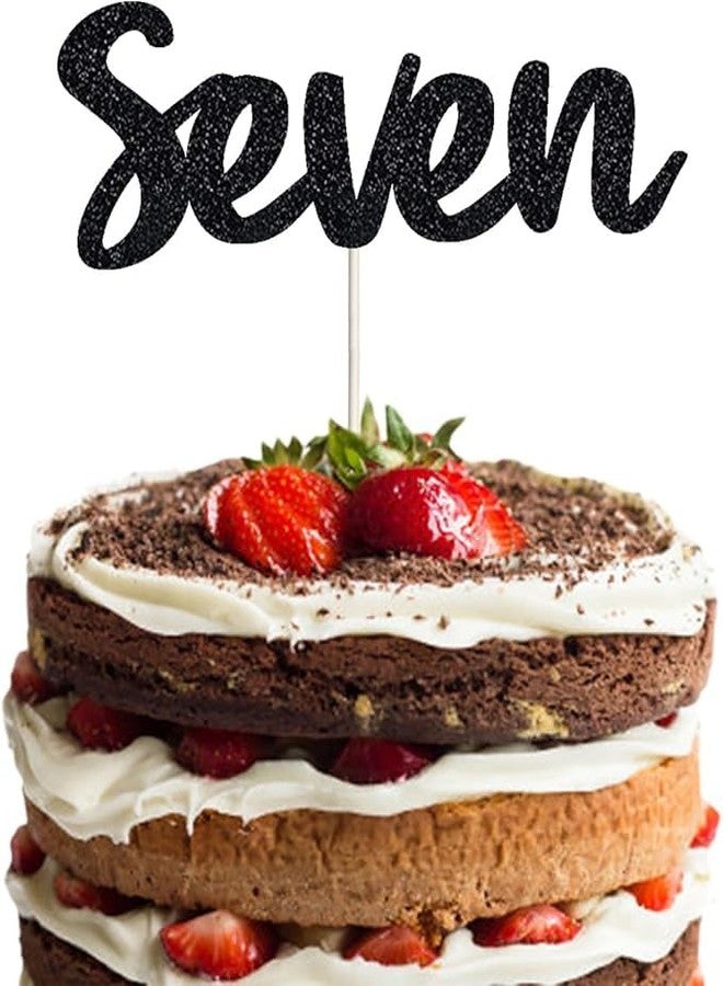 TrifleArte Seventh Birthday Cake Topper | Black Glitter | 7th Anniversary Party Decoration | Double-Sided | Durable & Elegant Smash Cake Décor for Boys & Girls - Image 1