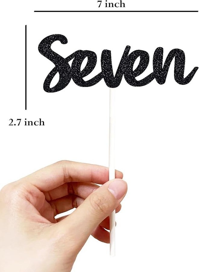 TrifleArte Seventh Birthday Cake Topper | Black Glitter | 7th Anniversary Party Decoration | Double-Sided | Durable & Elegant Smash Cake Décor for Boys & Girls - Image 2