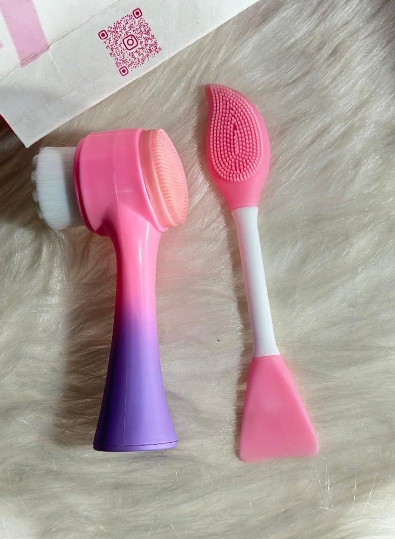Generic maya accessories face Brush - Manual Facial Cleansing, 1Pcs Double Side Skin Care Facial Cleaning Brush,with Silicone Face Mask Brush And Mud Mask Applicator (2PCS) - Image 1