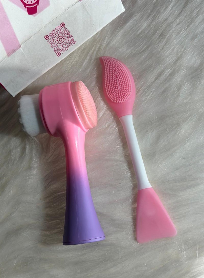 Generic maya accessories face Brush - Manual Facial Cleansing, 1Pcs Double Side Skin Care Facial Cleaning Brush,with Silicone Face Mask Brush And Mud Mask Applicator (2PCS) - Image 2