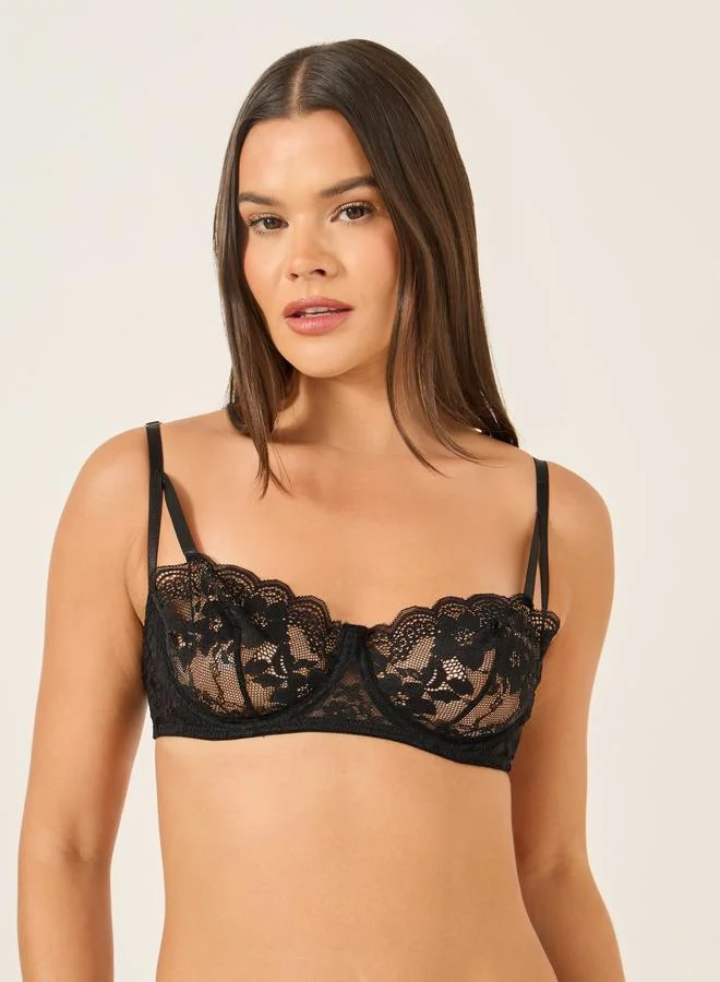 Take Two Take Two Lace Non Padded Wired Bra and Thong Set