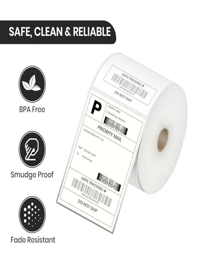YAJNAS 4x6 Inch Direct Thermal Shipping Labels (100x150mm) | Self Adhesive Label Roll for Thermal Printers | Barcode Address Parcel Courier Label for E-Commerce | 400 Labels per Roll - Pack of 4 - Image 5