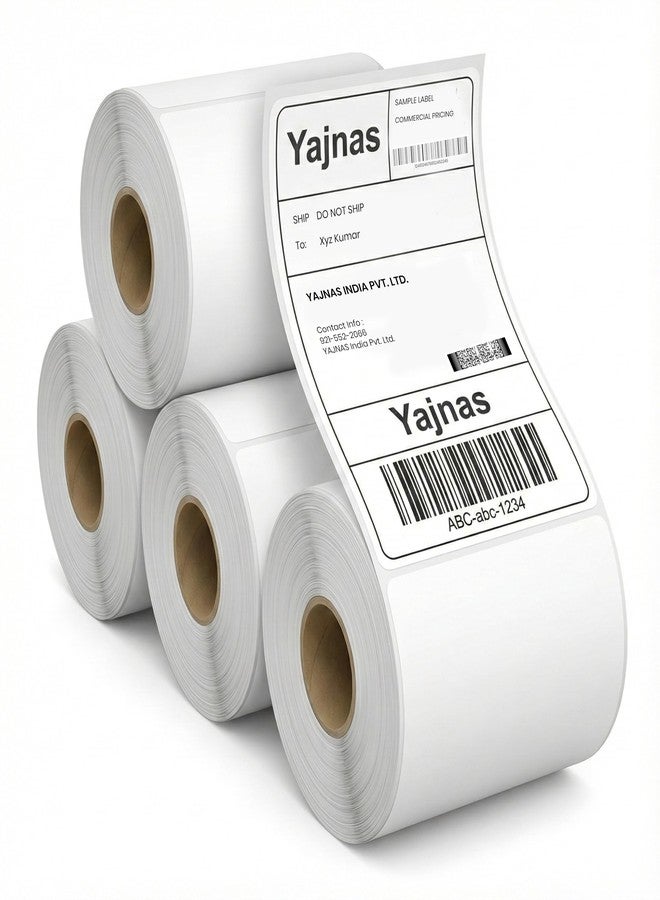 YAJNAS 4x6 Inch Direct Thermal Shipping Labels (100x150mm) | Self Adhesive Label Roll for Thermal Printers | Barcode Address Parcel Courier Label for E-Commerce | 400 Labels per Roll - Pack of 4 - Image 2