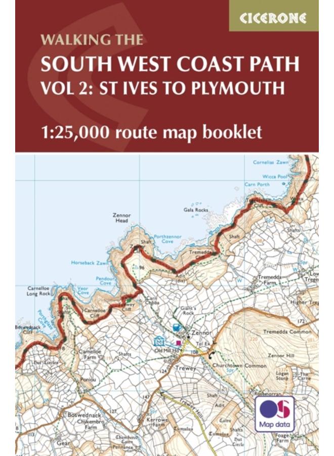 South West Coast Path Map Booklet - Vol 2: St Ives to Plymouth : 1:25,000 OS Route Mapping 