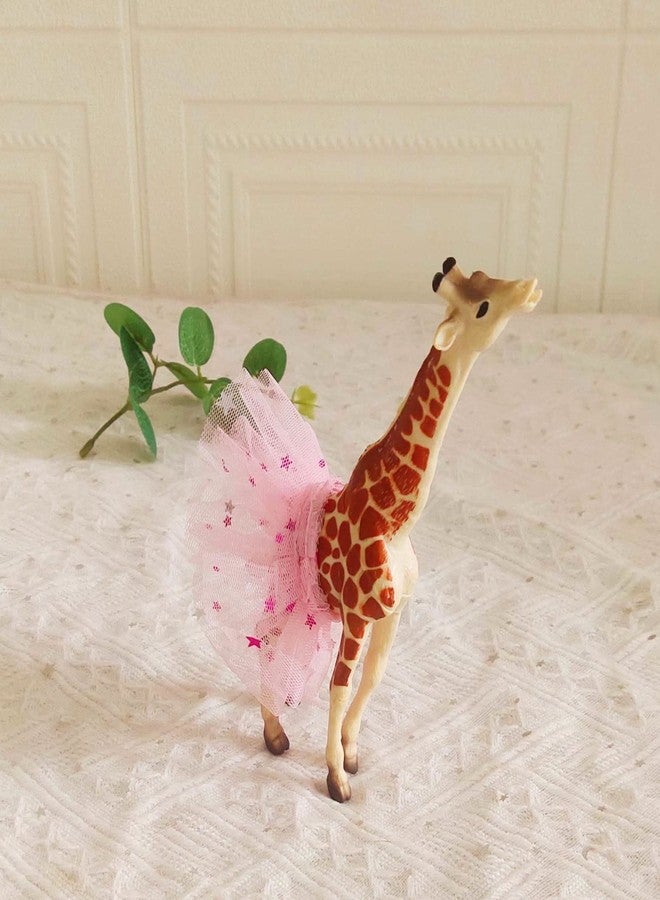 Qoadwem Giraffe Cake Topper With Tutu, Realistic Girl Giraffe Figurines With Tutu Dress Cake Topper For Safari Jungle Theme Party Cake Decorations (Giraffe in dress) - Image 1