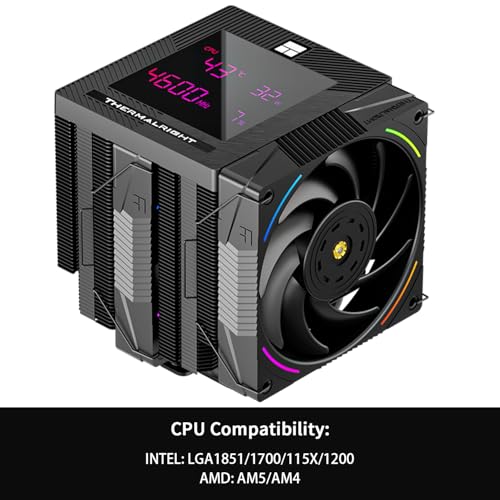 Thermalright Phantom Spirit 120 Digital EVO CPU Air Cooler,7 Heat Pipes CPU Cooler,Dual 120mm PWM Fans,Magnetic Attraction-Digital Screen Top Cover,for AM4/AM5/LGA1700/1851/1150/1151/1200,PC Cooling - Image 2