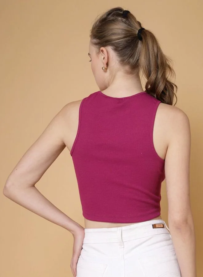 Freehand  Women Regular Fit Colourblocked Round Neck Sleeveless Racerback Top  | Best Price UAE