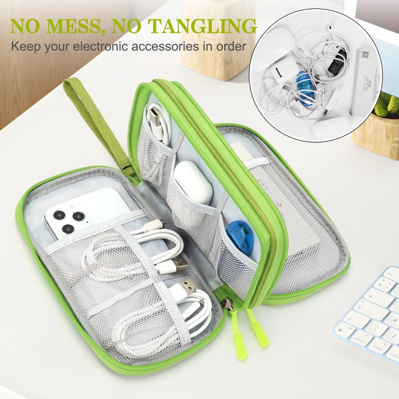 Waterproof Travel Cable Organizer Bag with Double Layer Storage for Cords, Chargers, Phone and Earphone - Image 5