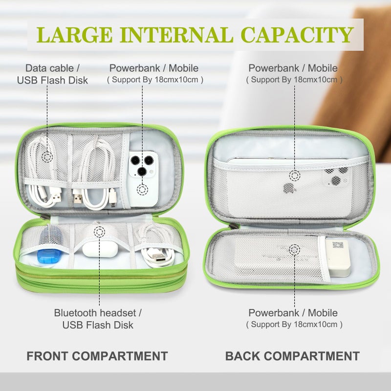 Waterproof Travel Cable Organizer Bag with Double Layer Storage for Cords, Chargers, Phone and Earphone - Image 3