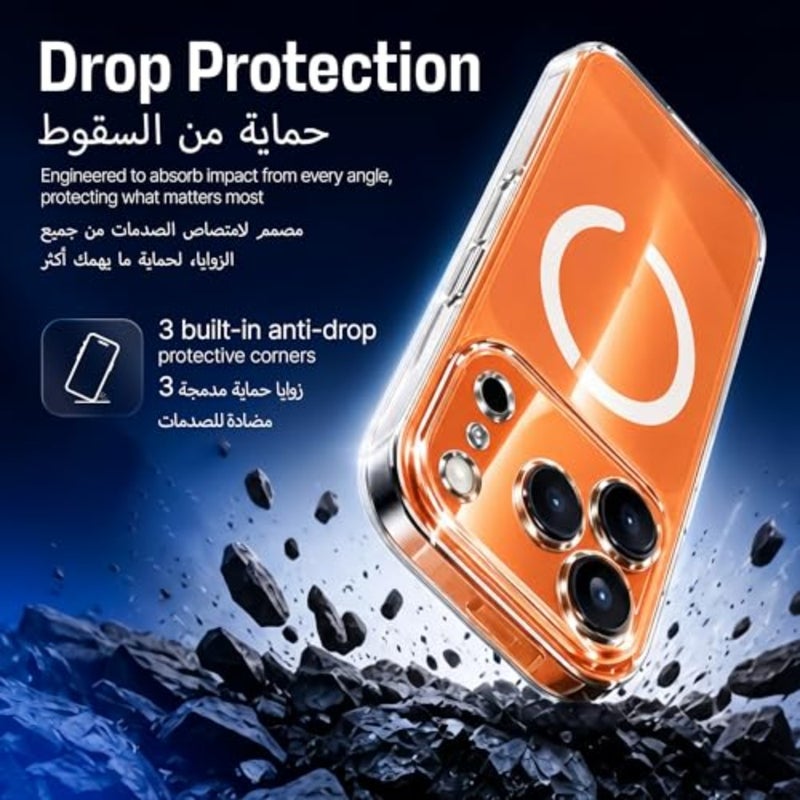 حافظة شفافة لهاتف iPhone 17 Pro Max MagSafe مع مجموعة واقي شاشة بفلتر الضوء الأحمر وغطاء شفاف مقاوم للصدمات، تصميم نحيف مضاد للأصفر، مقاوم للخدش، مجموعة حماية كاملة - Image 5