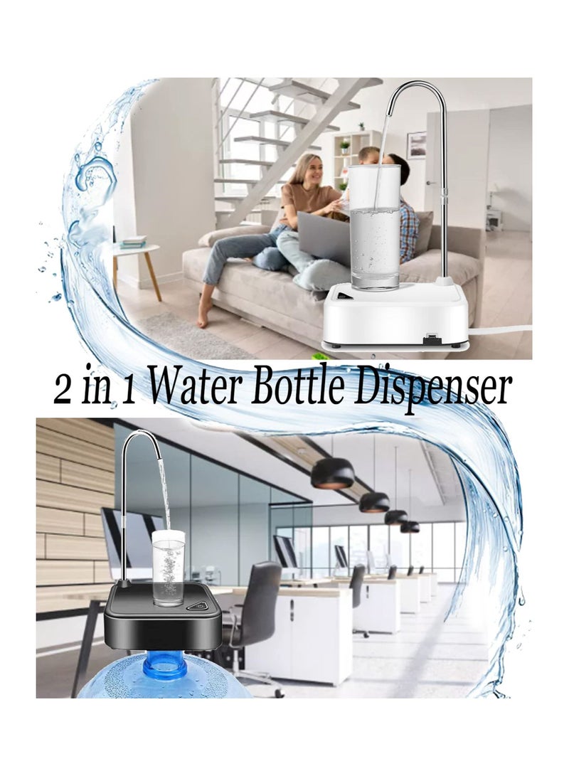 Y&D Water Dispenser Pump, Countertop Portable Electric Bottle Pump for 5 Gallon & Universal Bottles USB Rechargeable Home Office Outdoor (White)  - Image 2