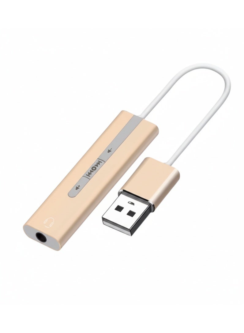 USB Audio Adapter with Volume Control  External Sound Card with USB A to7.1CH 3.5MM Jack Built In Audio Controls Plug and Play Compatibility for PC Laptop and Gaming Devices - Image 1