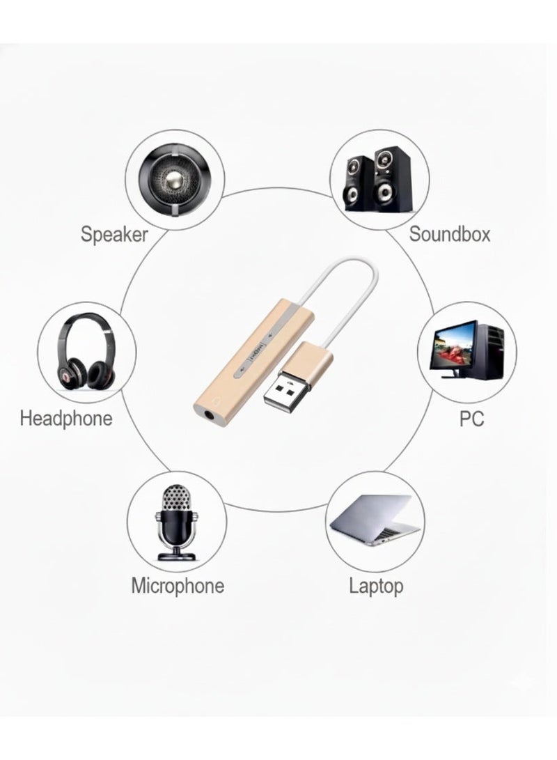 USB Audio Adapter with Volume Control  External Sound Card with USB A to7.1CH 3.5MM Jack Built In Audio Controls Plug and Play Compatibility for PC Laptop and Gaming Devices - Image 4