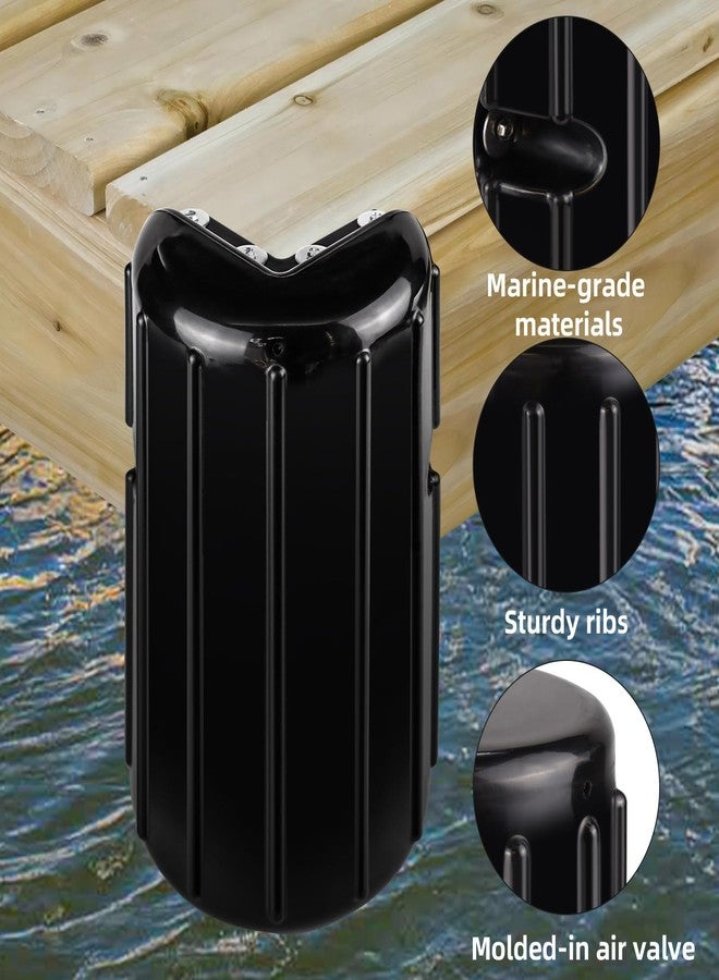 ExcelFu Corner Dock Bumper Fender,Boat Dock Bumpers Fenders for Docking,Inflatable Docks Corner Protection,Marine-Grade Vinyl,UV-Resistant,Stainless Steel Mounting Hardware Included,Black-2 Corner Fender - Image 2
