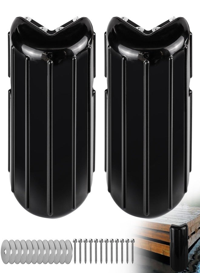 ExcelFu Corner Dock Bumper Fender,Boat Dock Bumpers Fenders for Docking,Inflatable Docks Corner Protection,Marine-Grade Vinyl,UV-Resistant,Stainless Steel Mounting Hardware Included,Black-2 Corner Fender - Image 1