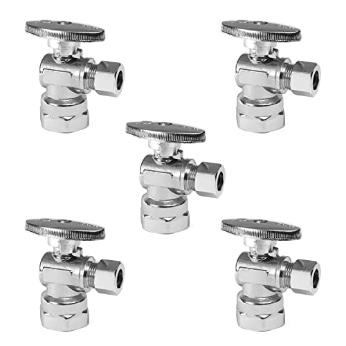 EFIELD 5Pack EFIELD 12 FIP Iron Pipe x 38 Compression Chrome 14Turn Angle Stop Water Shutoff ValveVALVE0545PCS - Image 1