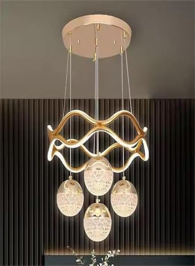 ADWAIT Modern Gold Ring LED Chandelier | Ceiling Hanging Light for Dining Room, Living Room & Hall - Image 2