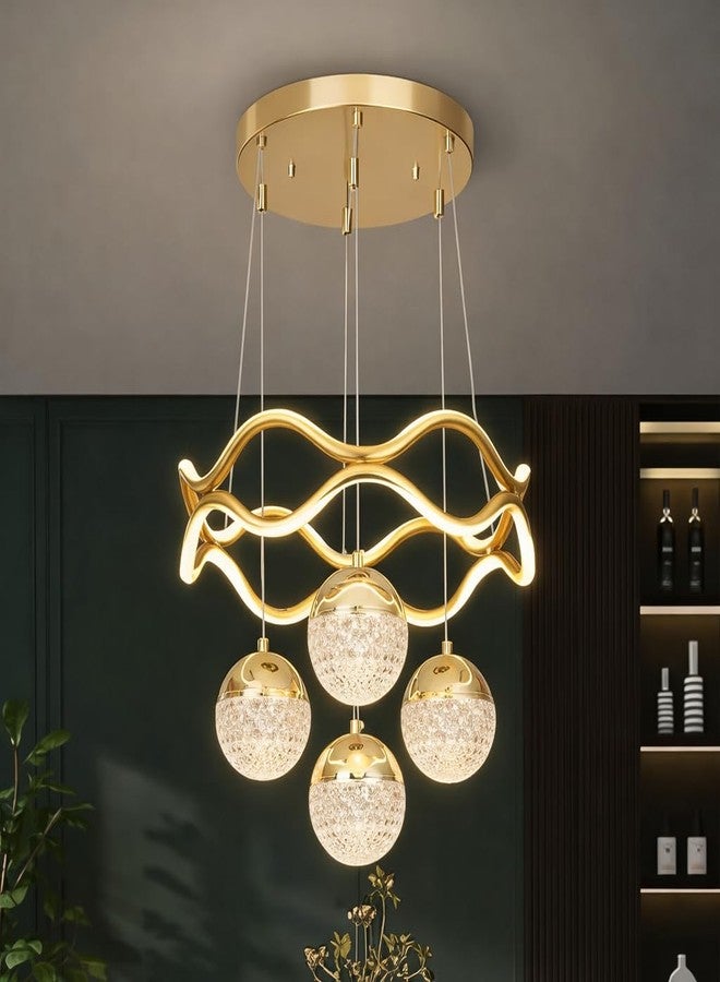 ADWAIT Modern Gold Ring LED Chandelier | Ceiling Hanging Light for Dining Room, Living Room & Hall - Image 1