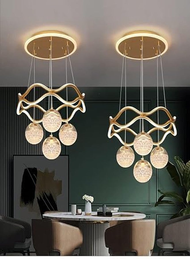 ADWAIT Modern Gold Ring LED Chandelier | Ceiling Hanging Light for Dining Room, Living Room & Hall - Image 4