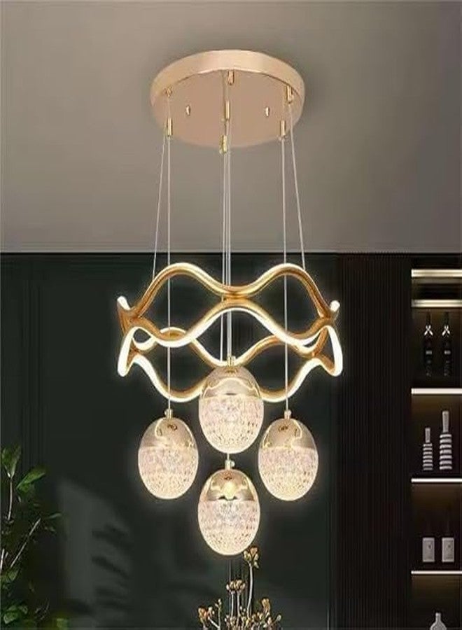 ADWAIT Modern Gold Ring LED Chandelier | Ceiling Hanging Light for Dining Room, Living Room & Hall - Image 3