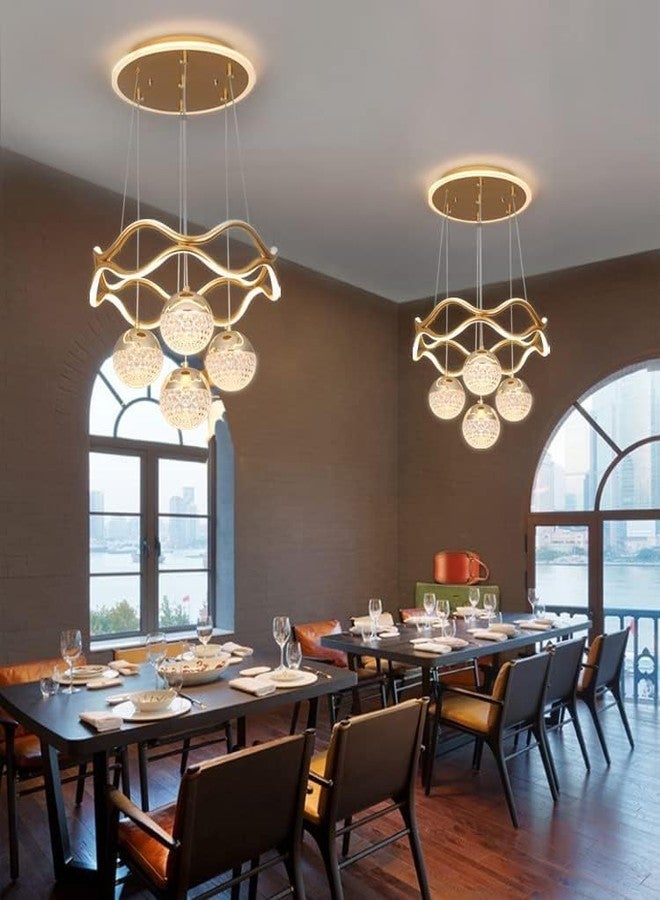 ADWAIT Modern Gold Ring LED Chandelier | Ceiling Hanging Light for Dining Room, Living Room & Hall - Image 5