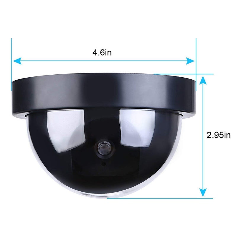 CPEX Dummy Fake Security CCTV Dome Black Camera with Flashing Red LED Light for Indoor and Outdoor Use (2 PCS) - Image 3