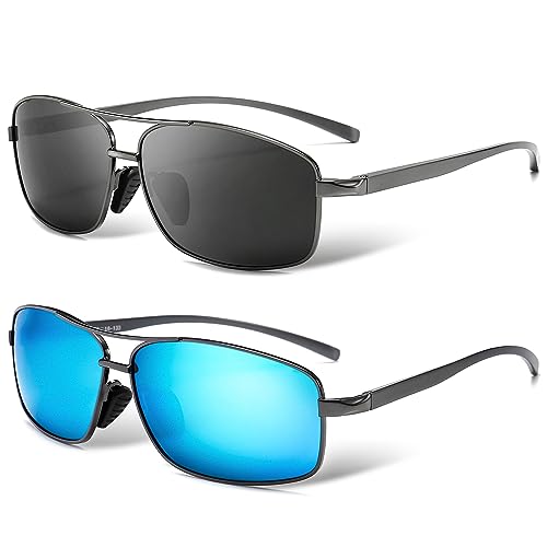 SUNGAIT Ultra Lightweight Rectangular Polarized Sunglasses Men UV400 Protection SGT458QH-QBL-3 - Image 1