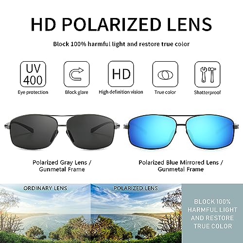 SUNGAIT Ultra Lightweight Rectangular Polarized Sunglasses Men UV400 Protection SGT458QH-QBL-3 - Image 2
