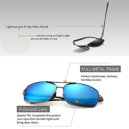 SUNGAIT Ultra Lightweight Rectangular Polarized Sunglasses Men UV400 Protection SGT458QH-QBL-3 - Image 4