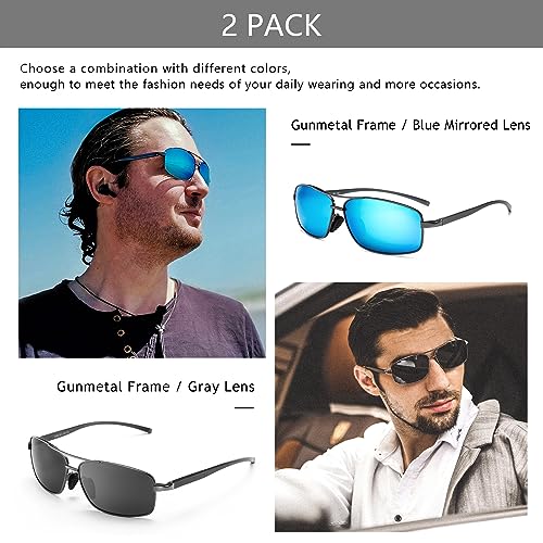 SUNGAIT Ultra Lightweight Rectangular Polarized Sunglasses Men UV400 Protection SGT458QH-QBL-3 - Image 3
