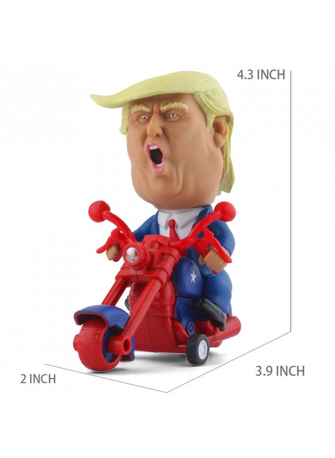 DINOBROS DINOBROS President Donald Trump 2024 Toy Figure Riding Motorcycle Funny Rev Up Car Novelty Gag Gift for Trump Fans  - Image 1