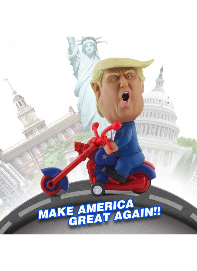 DINOBROS DINOBROS President Donald Trump 2024 Toy Figure Riding Motorcycle Funny Rev Up Car Novelty Gag Gift for Trump Fans  - Image 3