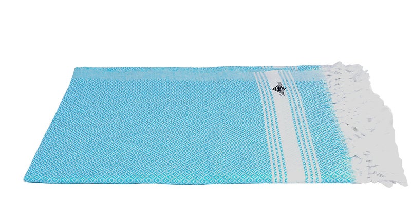 Sathiyas Cotton Bath Towel Pack of 2 (Blue || Lavender) - Image 3
