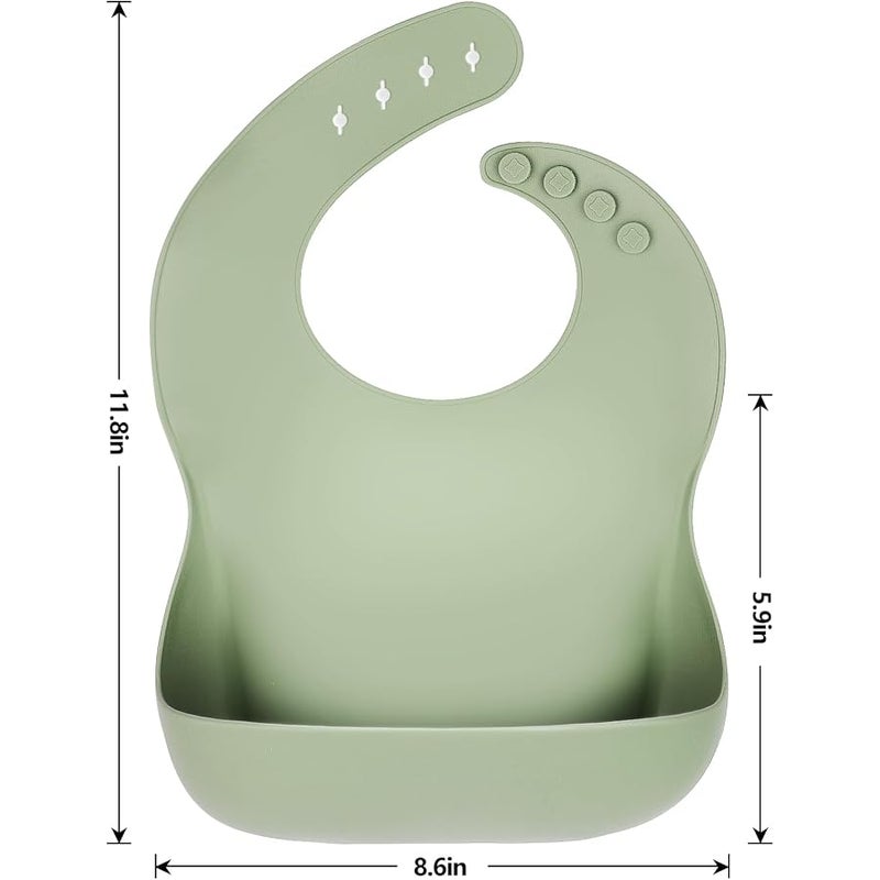 Eascrozn Silicone Bibs for Babies Toddler Set of 3, BPA Free, Soft Adjustable Waterproof Bibs for Feeding Essentials - Image 2
