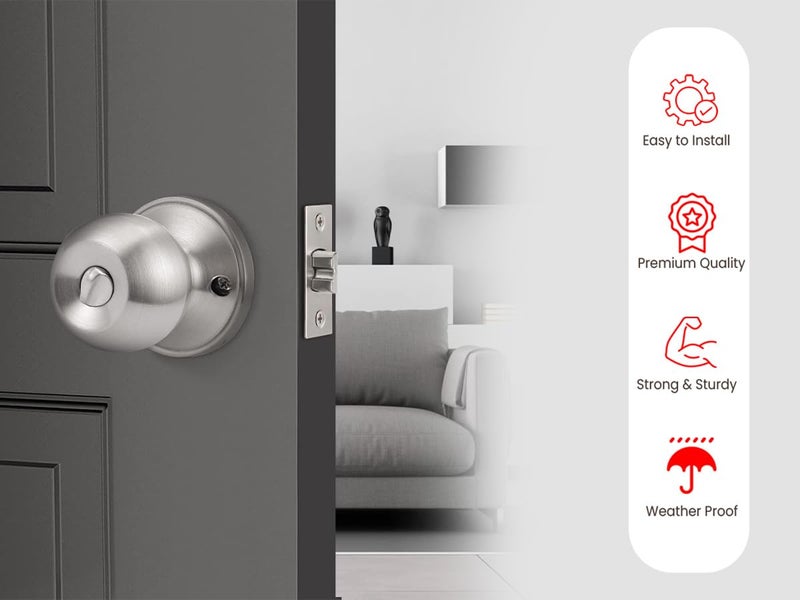 Link Classic Keyless Cylindrical Bathroom Lock, Lock for Bathroom/Balcony/Tubular Door Knob/Handle-SS 304 Grade (Without Key)-5 Years Warranty - Image 5