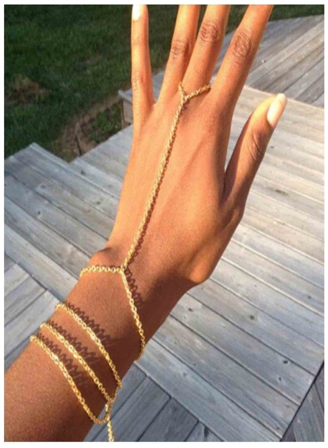 Yheakne سوار إصبع بطراز بوهيمي متعدد الطبقات مع خاتم ذهبي وسوار معصم وخاتم مخصص وسلسلة سوار وسوار يد للمناسبات النسائية - Image 2