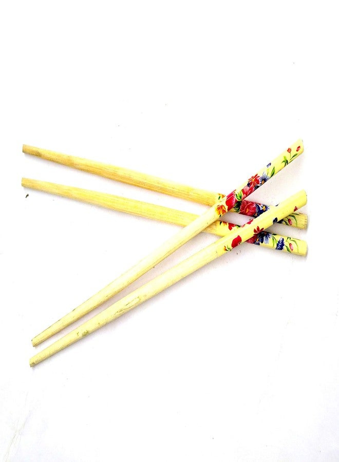 Big Box 5 Pairs Flower Print Chopsticks Reusable Simple Luxury Natural Bamboo Wooden Chinese Asian Classic Style Gift Chop Sticks (5 Pairs/Set) - Image 1