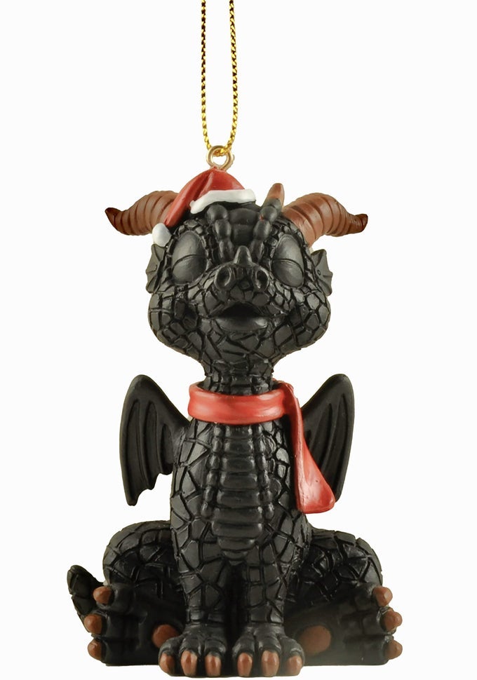 BABY BLACK DRAGON HANGING CHRISTMAS TREE ORNAMENT FIGURINE CHRISTMAS TREE DECORATIONS DRAGON LOVER GIFT HOLIDAY STOCKING STUFFER