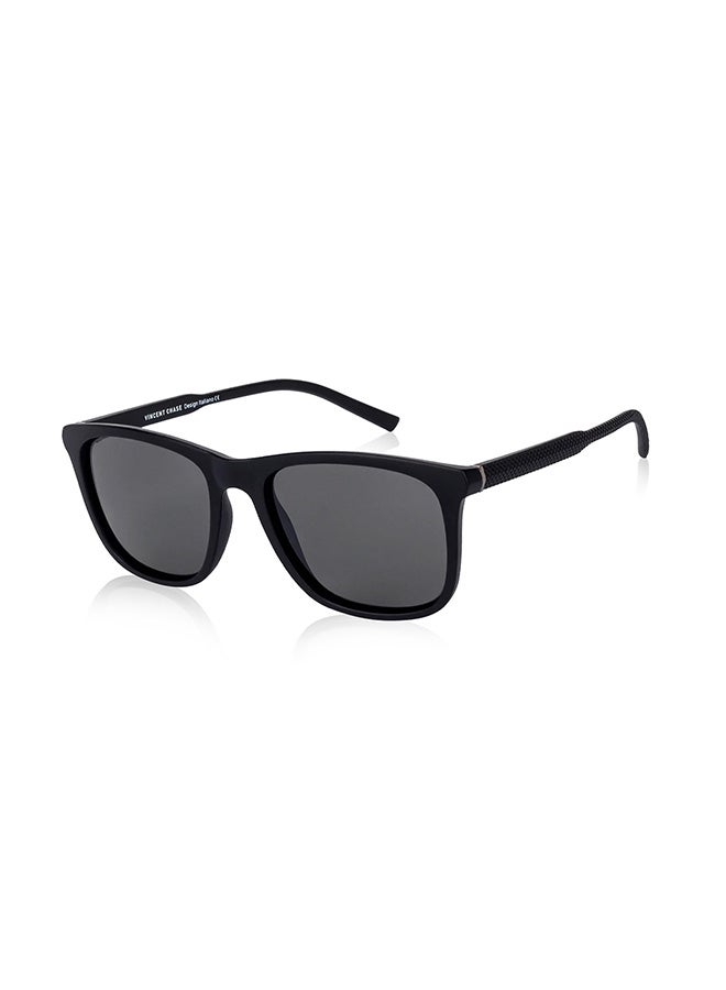 فينسينت تشيس نظارة شمسية ميراج بإطار وايفارير كامل الحواف وعدساتٍ مستقطبة وواقية من الأشعة فوق البنفسجية للرجال وللنساء طراز VC S12643 - مقاس 54 مم - أسود للجنسين - Image 1
