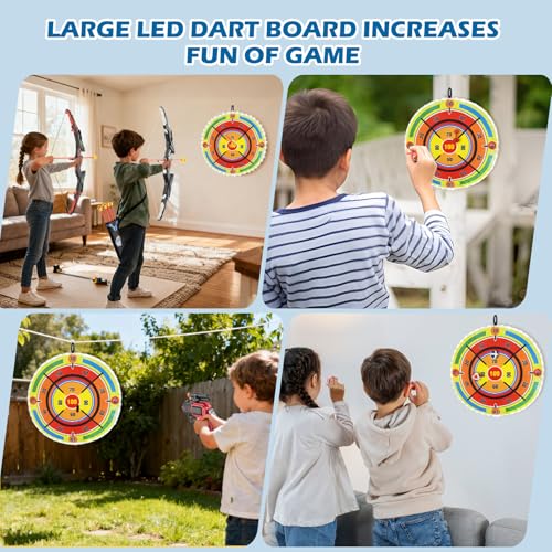 VROGTIK 2 Pack Kids LED Archery Set with Standing Target & LED Dart Board, 20 Suction Cup Arrows Bow and Arrow for Kids 3-12, Indoor Outdoor Sport Toy for Boys Girls - Image 3
