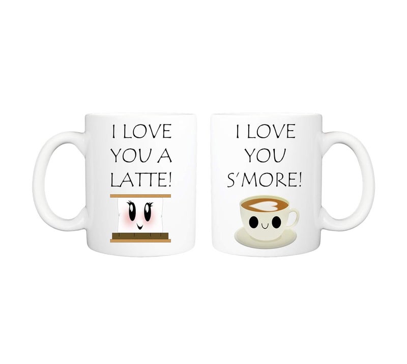 MITY I Love You Latte I Love You Smore Mugs His and Hers Mugs Couples Cute Mugs Valentines Day Gift for Her and Him Matching Couples Mugs Set - Image 1