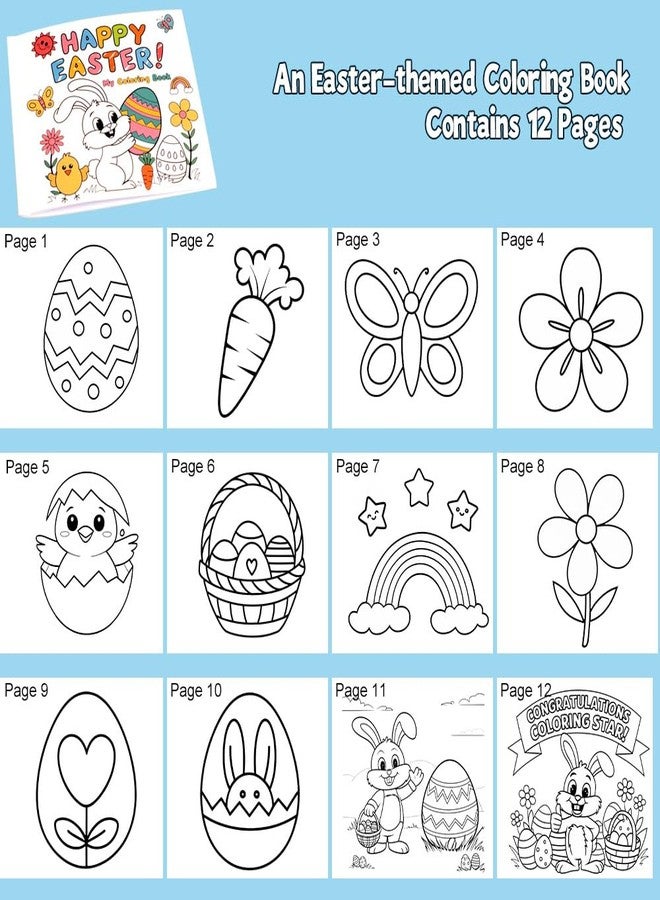 VKTEN Egg-Shaped Toddler Crayons, 12 Colors Non-Toxic Washable Crayons for Kids with Easter Coloring Book - Perfect Easter Basket Stuffers for Babies Toddler - Image 3