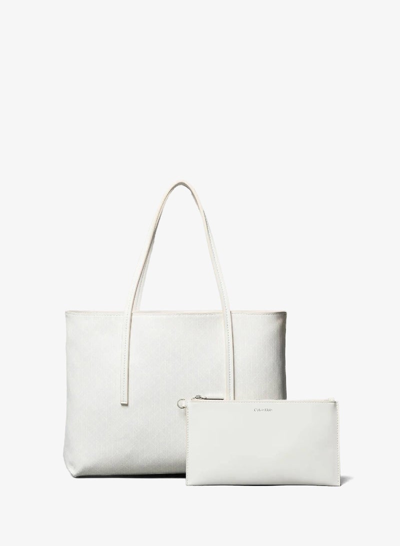 CALVIN KLEIN Allover Monogram Logo Small Tote Bag With Pouch - Image 1