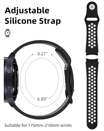 BandRain 2 Pack No Gap Bands Compatible with Samsung Galaxy Watch 6 5 4 Band 44mm 40mm/Galaxy Watch 6 Classic Band 47mm 43mm/Watch 5 Pro 45mm/Watch 4 Classic 46mm 42mm, 20mm Soft Silicone Sport Strap Women Men - Image 4