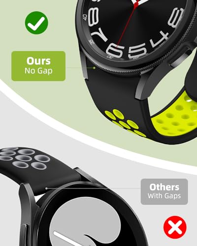 BandRain 2 Pack No Gap Bands Compatible with Samsung Galaxy Watch 6 5 4 Band 44mm 40mm/Galaxy Watch 6 Classic Band 47mm 43mm/Watch 5 Pro 45mm/Watch 4 Classic 46mm 42mm, 20mm Soft Silicone Sport Strap Women Men - Image 2