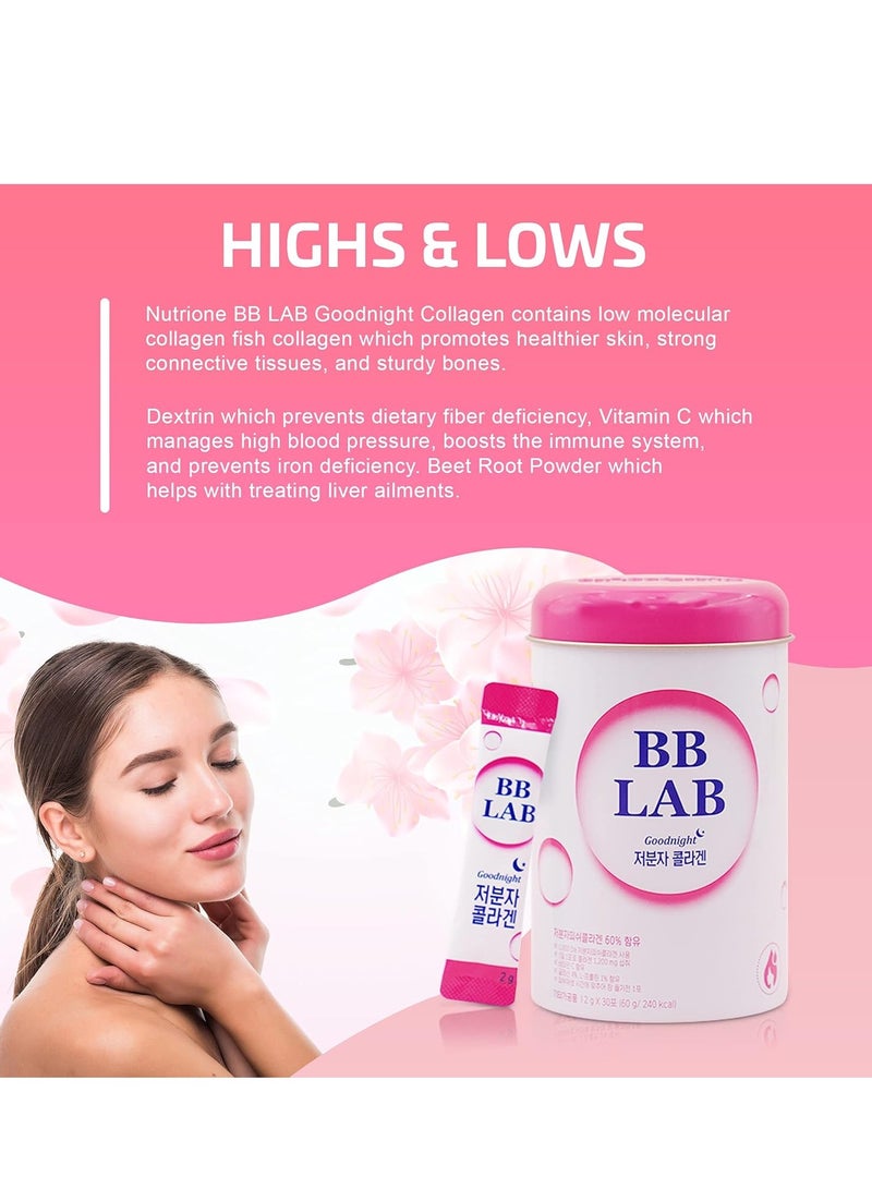 BB LAB Goodnight Collagen, Low Molecular Collagen, for Skin & Bone Health 30 Packet - Image 2