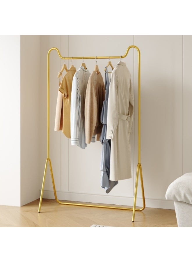 هيكسدريم علاقة ملابس قائمة بذاتها من الحديد المطاوع، علاقة ملابس عصرية وبسيطة لغرفة النوم، قضيب تعليق داخلي صغير للملابس والحقائب، متعددة الاستخدامات (ذهبي) 80*40*160 سم - Image 1