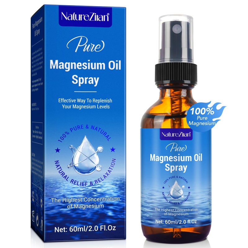 Magnesium Oil Spray100 Organic Natural Magnesium SprayNourish The SkinEasy to Absorb and UseGlass Bottle 2 fl oz