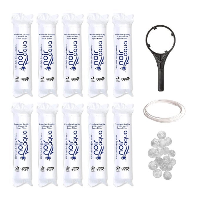 PP 10PCS PP SPUN FILTER 1 SPANNER 4 ANTISCALANT BALLS 2MTR WATER PIPE FOR ALL TYPES OF RO WATER PURIFIERS RO SPUN FILTER CARTRIDGE SPONGE REPLACEMENT WATER FILTER CANDLE